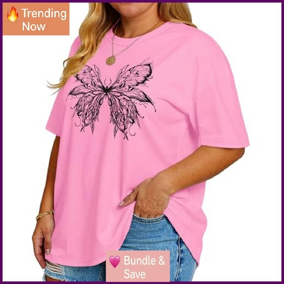 Plus Size Oversized Crewneck Tee Casual Blouse Short Sleeve Women's Top - Picture 7 of 8